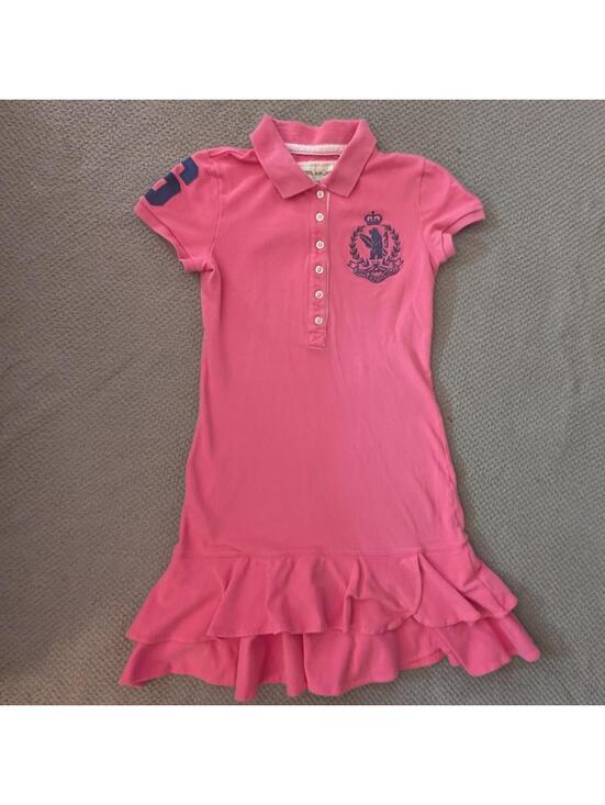 WHO.A.U Dresses & Skirts - WHO.A.U California Dream Girls Pink Polo Dress Ruffle Hem Preppy Casual